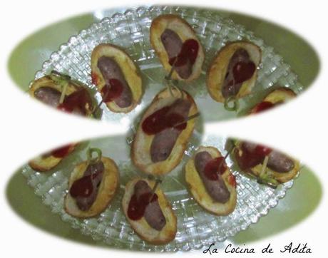 Canapés de salchichas con trufa