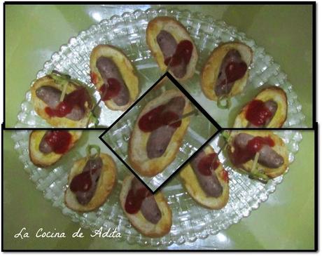 Canapés de salchichas con trufa