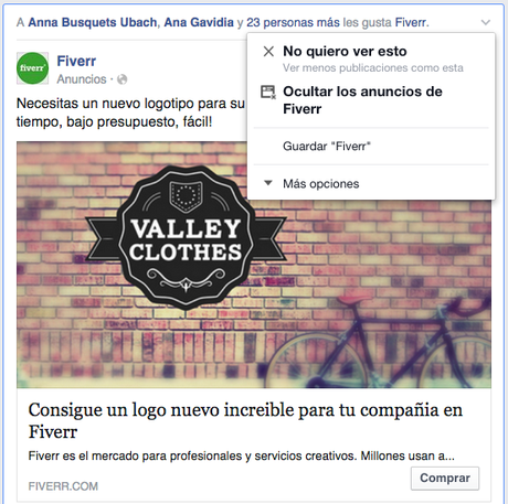 Control sobre anuncios en facebook