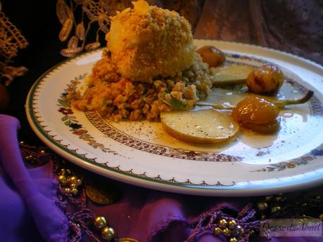 Bacalao almendrado sobre taboule de bulgur