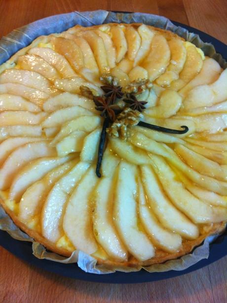 Tarta De Crema De Vainilla Y Pera