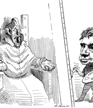 David Levine caricaturista de la historia.