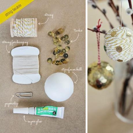 4 ideas DIY de Navidad para hacer con nuestros hijos Bolas con tachuelas doradas