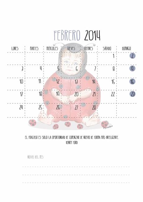 Calendario descargable mes de febrero