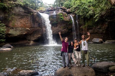 En la cascada de La Playa, Khao Yai