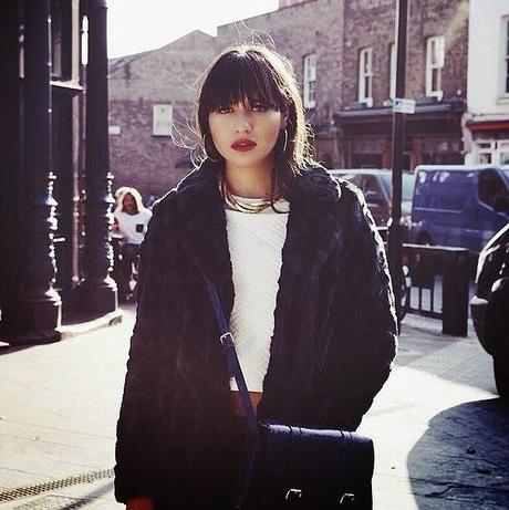 STREET STYLE INSPIRATION; BLACK FAUX FUR COAT.-