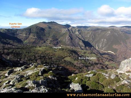 Ruta Tromeu y Braña Rebellón: Desde la Peña Tromeu, vista del Puerto de San Lorenzo