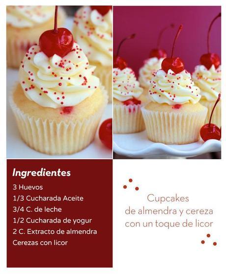 Cupcake de almendra y cereza con un toque de licor recetacupcakelicor