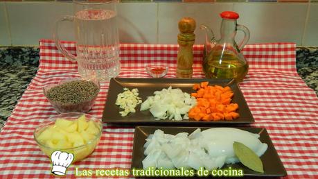 Receta de lentejas con choco