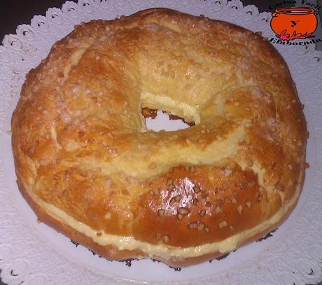 ROSCON DE REYES RELLENO DE CREMA A LA NARANJA(THERMOMIX)