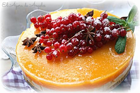 Tarta mousse de turrón,gelatina de mango,Navidad