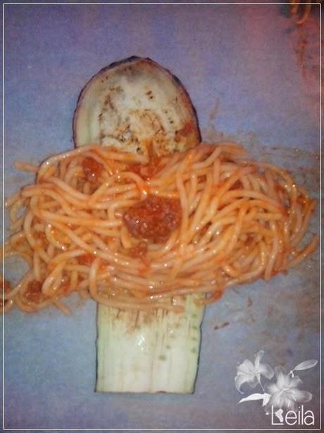 Espaguettis con berenjena