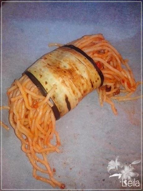 Espaguettis con berenjena
