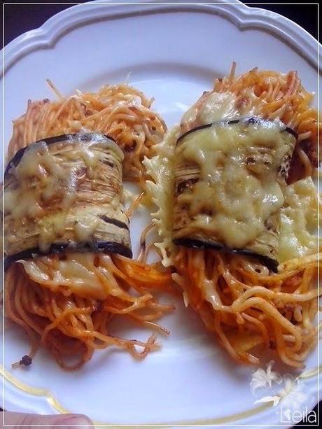 Espaguettis con berenjena
