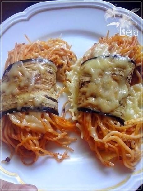 Espaguettis con berenjena