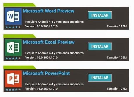 Microsoft Office para Android disponible en Google Play