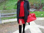 looks total look rojo trench negro