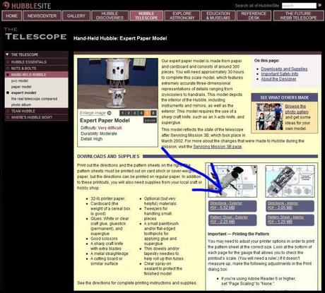 Captura Papercraft Telescopio Espacial Hubble
