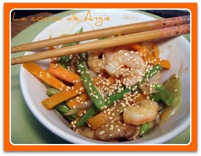 WOK  DE VERDURAS Y GAMBAS