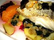 Merluza braseada pisto berberechos