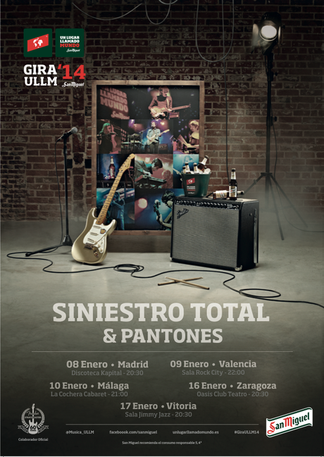 Gira ULLM'14: Siniestro Total & Pantones en Madrid, Valencia, Málaga, Zaragoza y Vitoria.