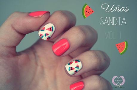 ♔ Nail Art - Uñas Frutales: SANDIA - Especial VERANO  ❀