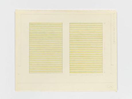 On Kawara, Paris–New York Drawing no. 144, 1964, grafito y lápiz de color sobre papel, 37 x 46 cm. Colección del artista. Cortesía: David Zwirner, Nueva York/Londres 