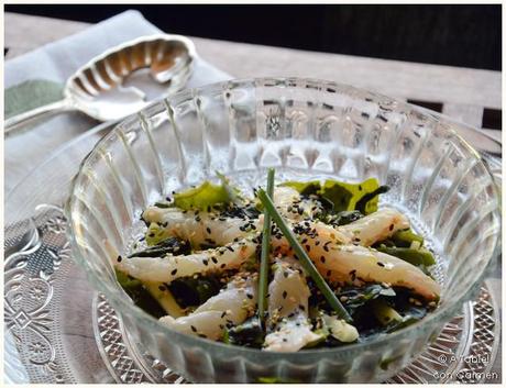 Ensalada de Algas Wakame y Gambas Marinadas