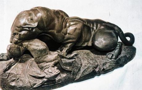 Jaguar devorando una liebre de Barye