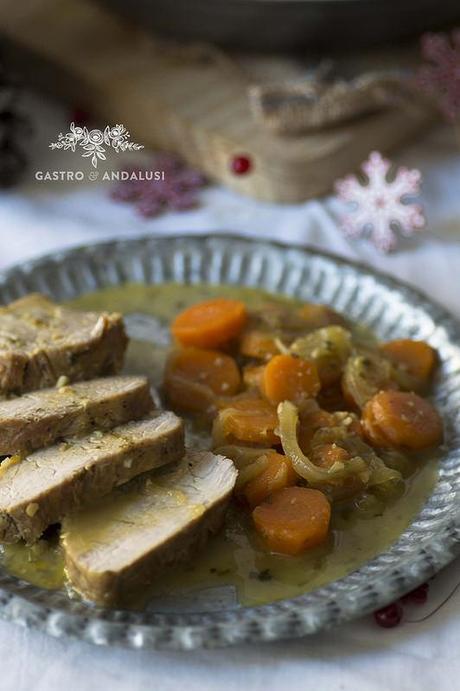 Solomillo al Whisky con almendras y zanahorias