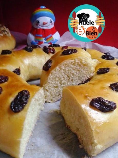 Roscón de pasas al ron y nueces