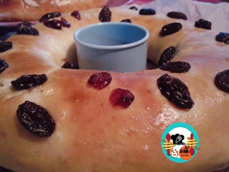 Roscón de pasas al ron y nueces