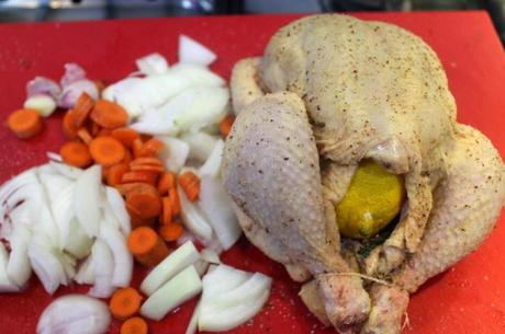 Pollo asado a mi manera con boniatos al horno (paso a paso)