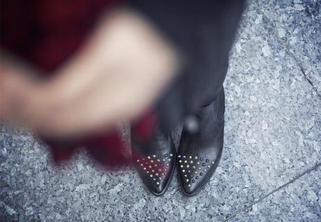 street style barbara crespo houndstooth pattern c&a coat it shoes black and red outfit blog de moda fashion blogger street style barbara crespo houndstooth pattern c&a coat it shoes black and red outfit blog de moda fashion blogger