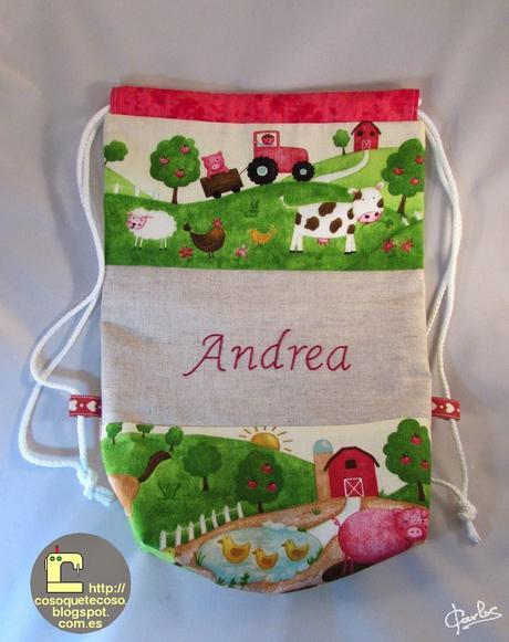 Mochila modelo granja para Andrea