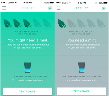 Mint, soplando para saber la calidad de nuestro aliento y el nivel de hidratación