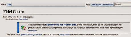 Fidel Castro ha muerto :Wikipedia