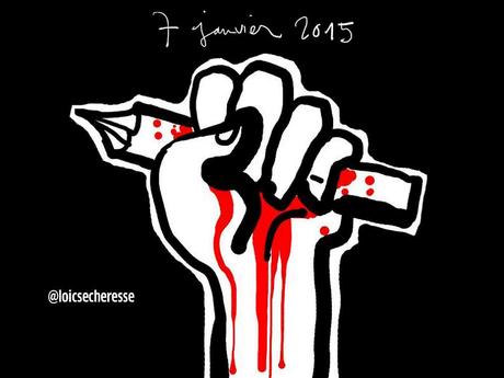 Con caricaturas y mensajes rinden homenaje a 'Charlie Hebdo'