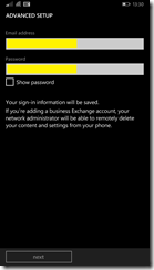 Configuración manual de activesync en Windows Phone