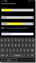 Configuración manual de activesync en Windows Phone