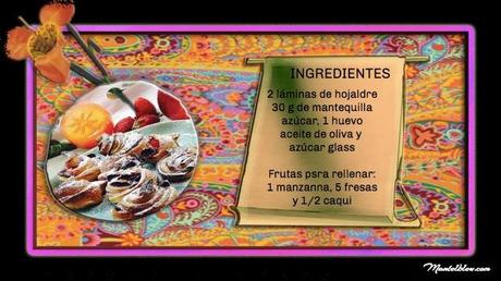 Pastelitos de flores  de hojaldre con frutas