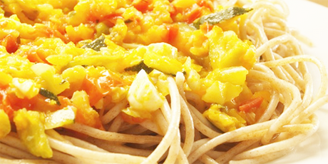 Pasta integral con salsa de verduras Pasta integral con salsa de verduras