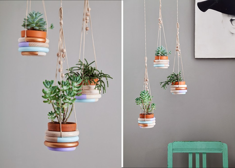 DIY MACETAS COLGANTES CON ANILLAS DE MADERA