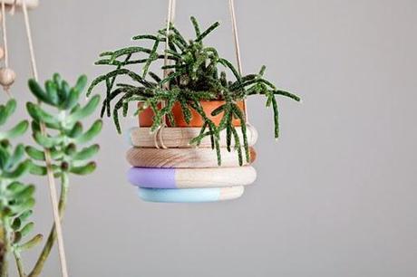 DIY MACETAS COLGANTES CON ANILLAS DE MADERA
