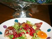 Ensalada templada jamón frutas invierno