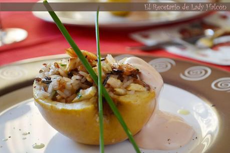 Manzanas rellenas de arroz