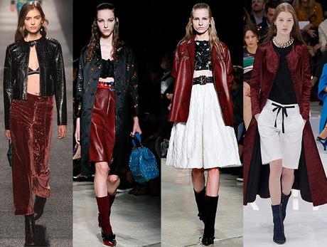 Marsala con negro y black&white en Louis Vuitton, MiuMiu, MiuMiu, Dior s/s 2015