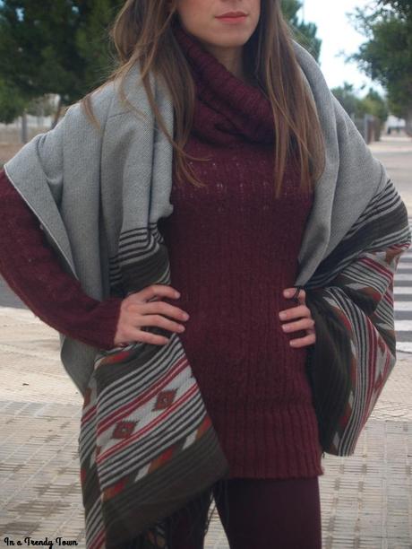 Outfit: Maxibufanda y burgundy