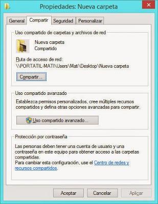 Como compartir carpetas en red con Windows 8