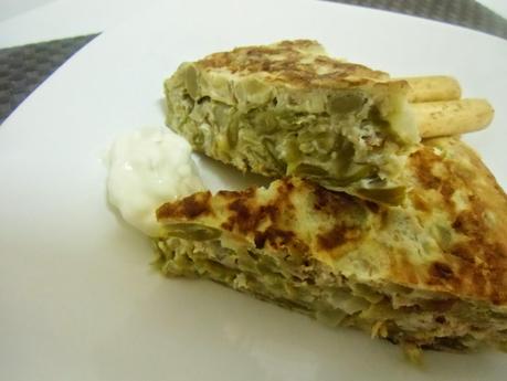 Tortilla de judías verdes y atún